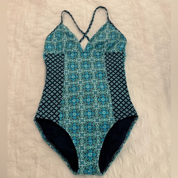 Lands' End Other - Land's End Bohemian Floral Print Cross Back Triangle One Piece Swim Suit Size 8